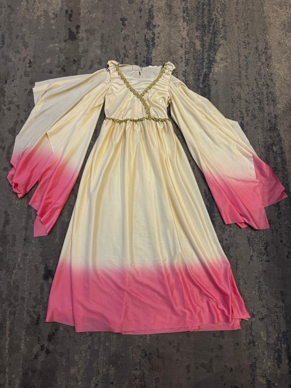 Greek goddess Halloween costume for girls with gold leaf head piece